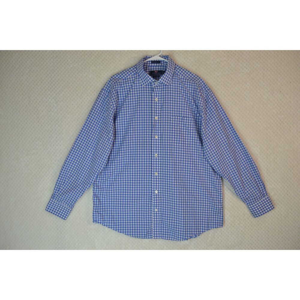 Vineyard Vines Men's XL Cooper Premium 120's Blue Checkered Button Down Shirt
